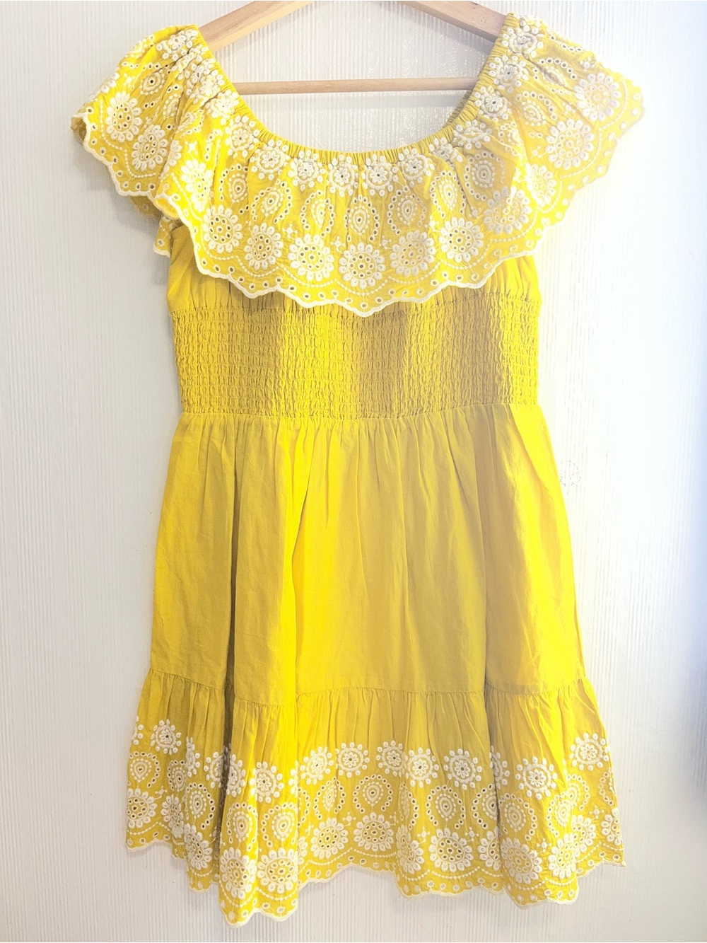 Adrianna Papell Yellow Shoulder Embroidered Sundress